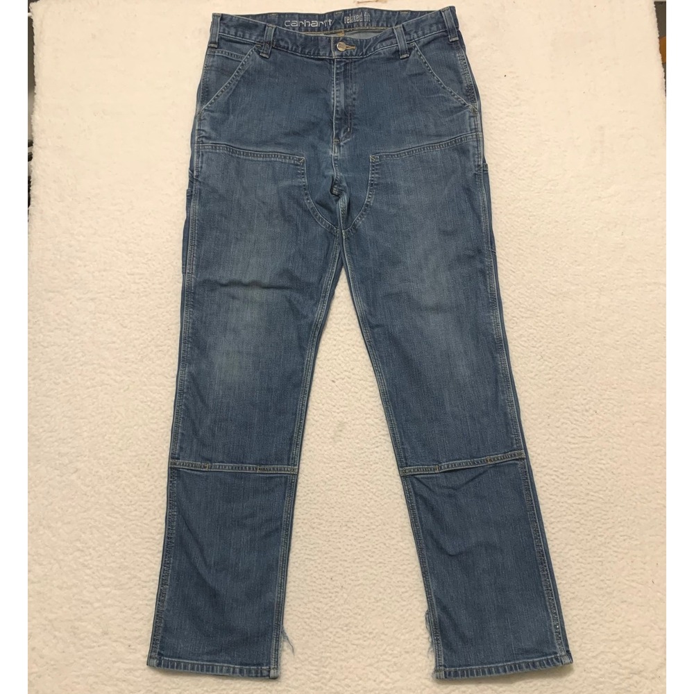 Carhartt Rugged Flex Relaxed Fit Double Knee Jeans Mens 36x34 Blue 103329-491